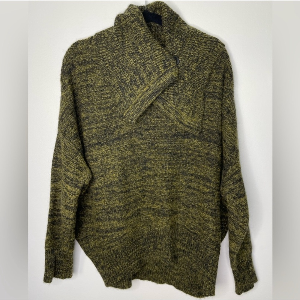 Sarah Pacini alpaca mohair merino wool green and black sweater, one size